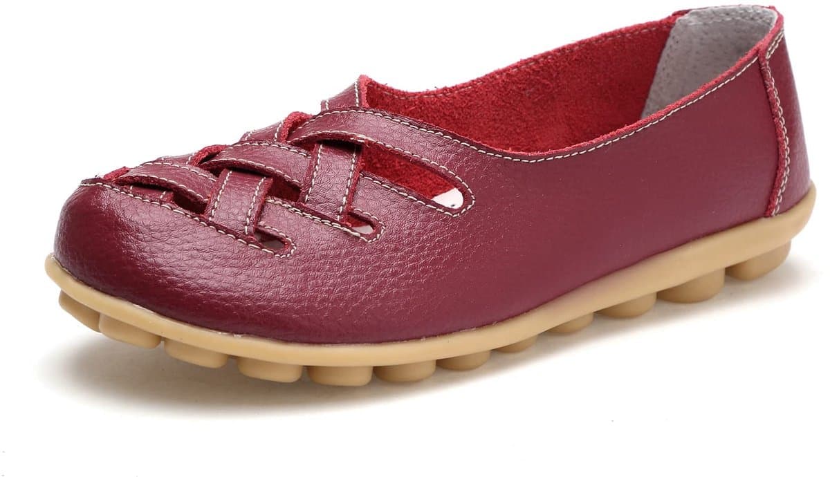 Dailygoods- Loafers Dames Comfortabel - Lederen Instappers - Ronde Neus Moccasins - Zachte Wandelboots - Casual Flats - Hollow Out Design - Instapschoenen