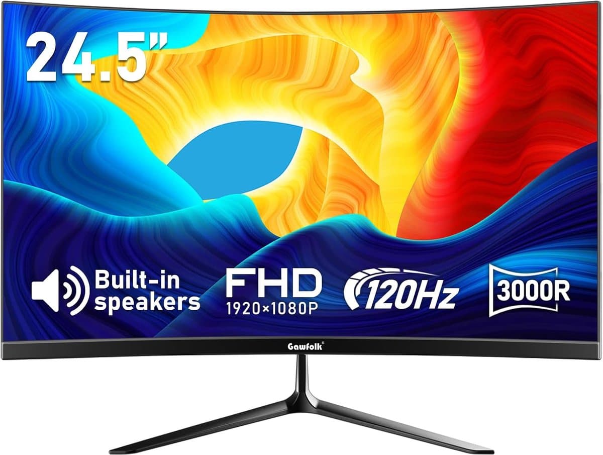 Gebogen Beeldscherm - PC Monitor - Gaming Entertainment - 120Hz Verversingssnelheid - 24.5 Inch - Zwart