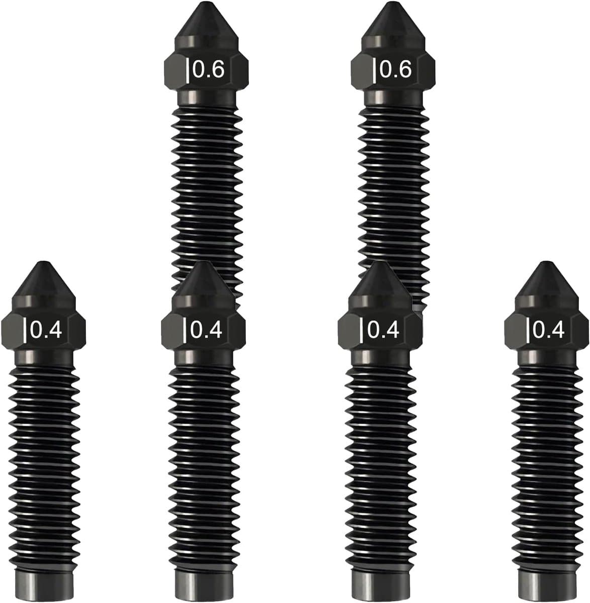 6 x Centauri carbon nozzles voor Elegoo, 4 x 0,4 mm, 2 x 0,6 mm mondstuk van gehard staal, 3D-printer extrudermondstuk voor Elegoo Centauri carbon