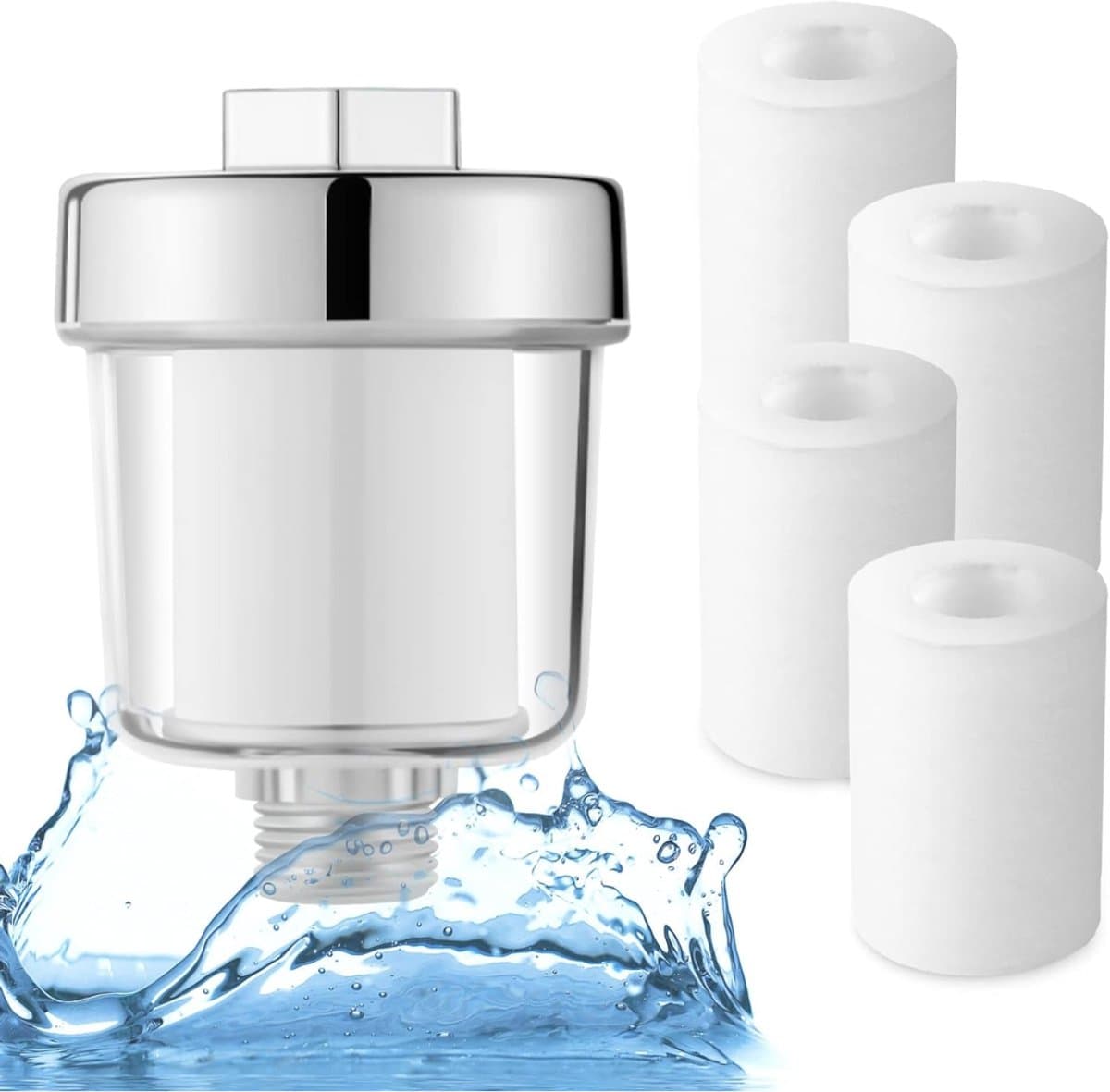 "QORA® Douche Filter - Waterfilter - Douchekop Filter - Zilver - 9cm x 7cm x 7cm