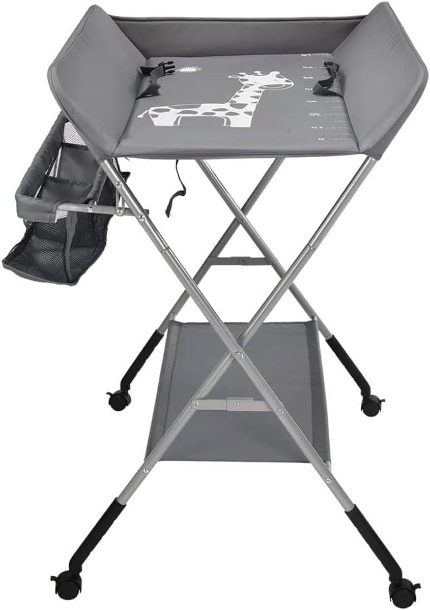 Baby Verschoontafel - Commode Badje - Babyverzorging Thuis - Inclusief Badje - 80 x 65 x 99 cm - Donkergrijs
