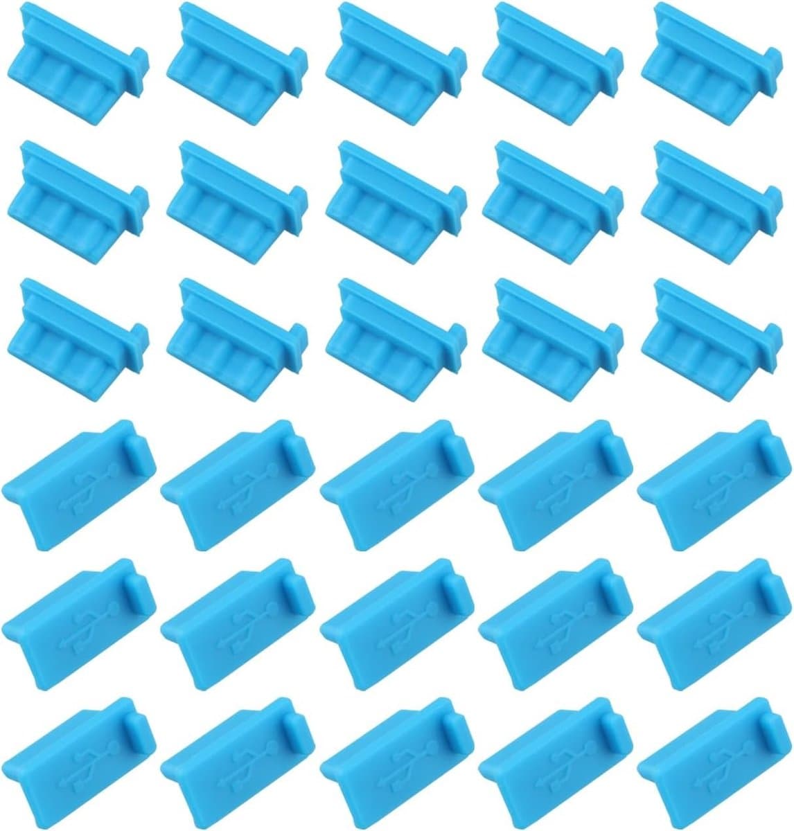 30 Stuks Siliconen USB Anti Stof Plug Protectors voor Tablet, Laptop en Notebook - Blauw
