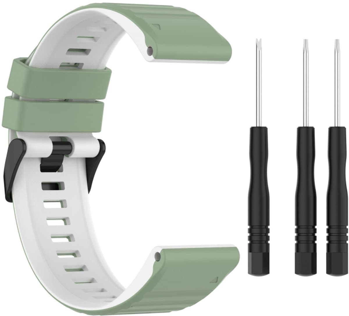 Voor Garmin Fenix 7 26mm tweekleurige siliconen horlogeband (pine naald groen wit)