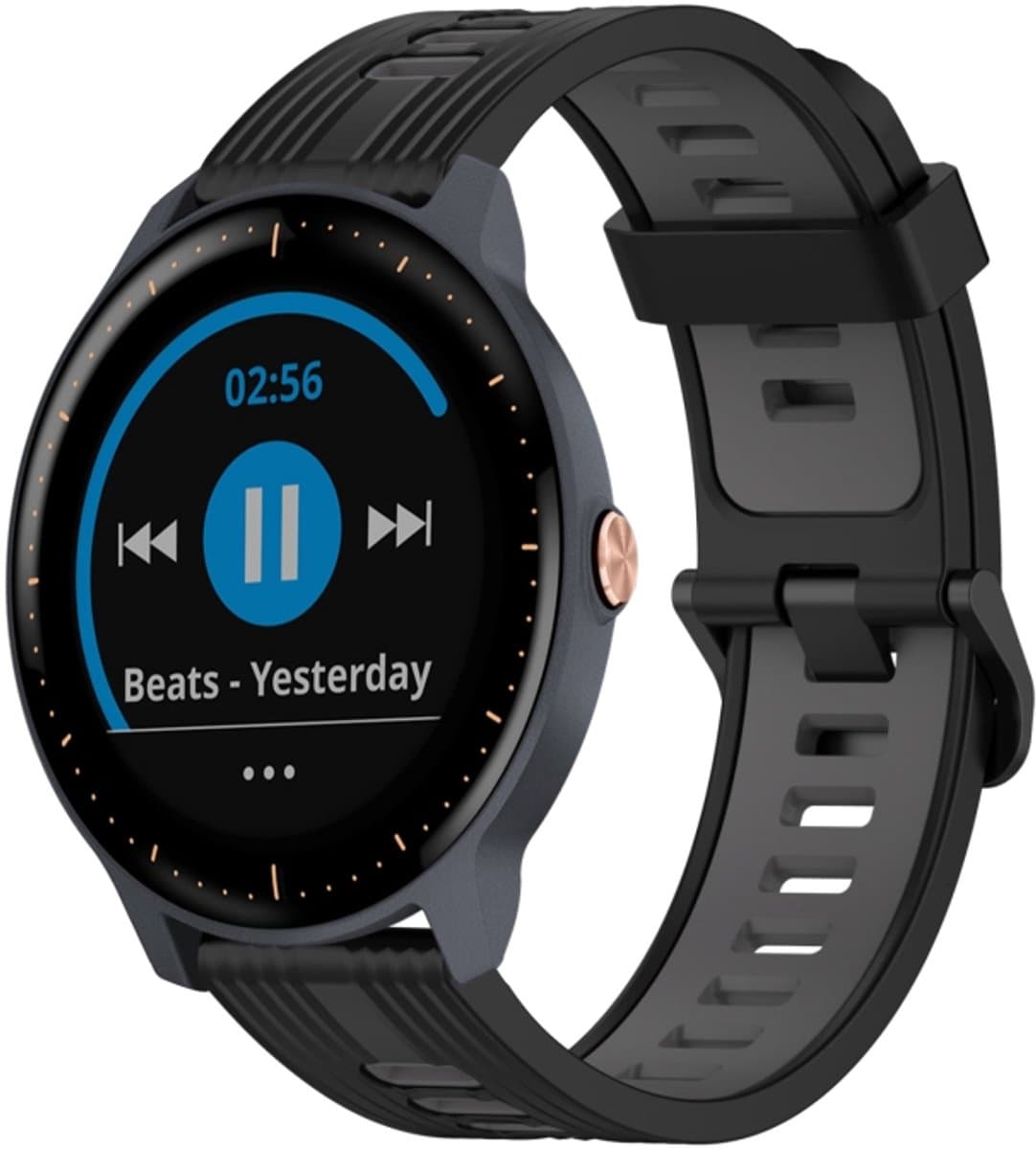 Voor Garmin vivoactive 3 muziek 20 mm verticaal patroon tweekleurige siliconen horlogeband (zwart+grijs)