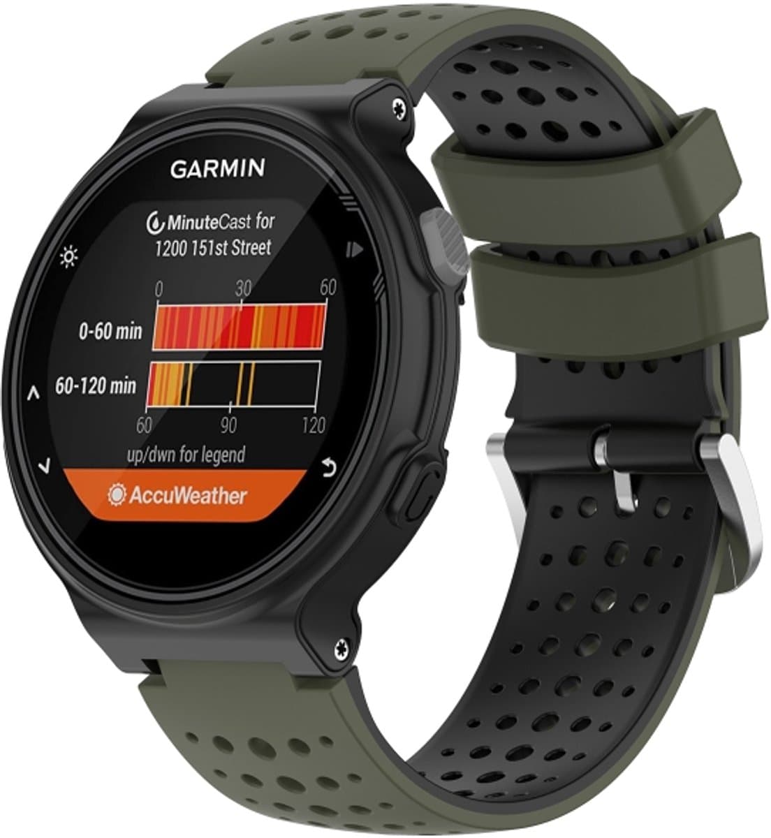 Voor Garmin Forerunner 630 Silicone Sports Two-Color Watch Band (Amygreen+Black)