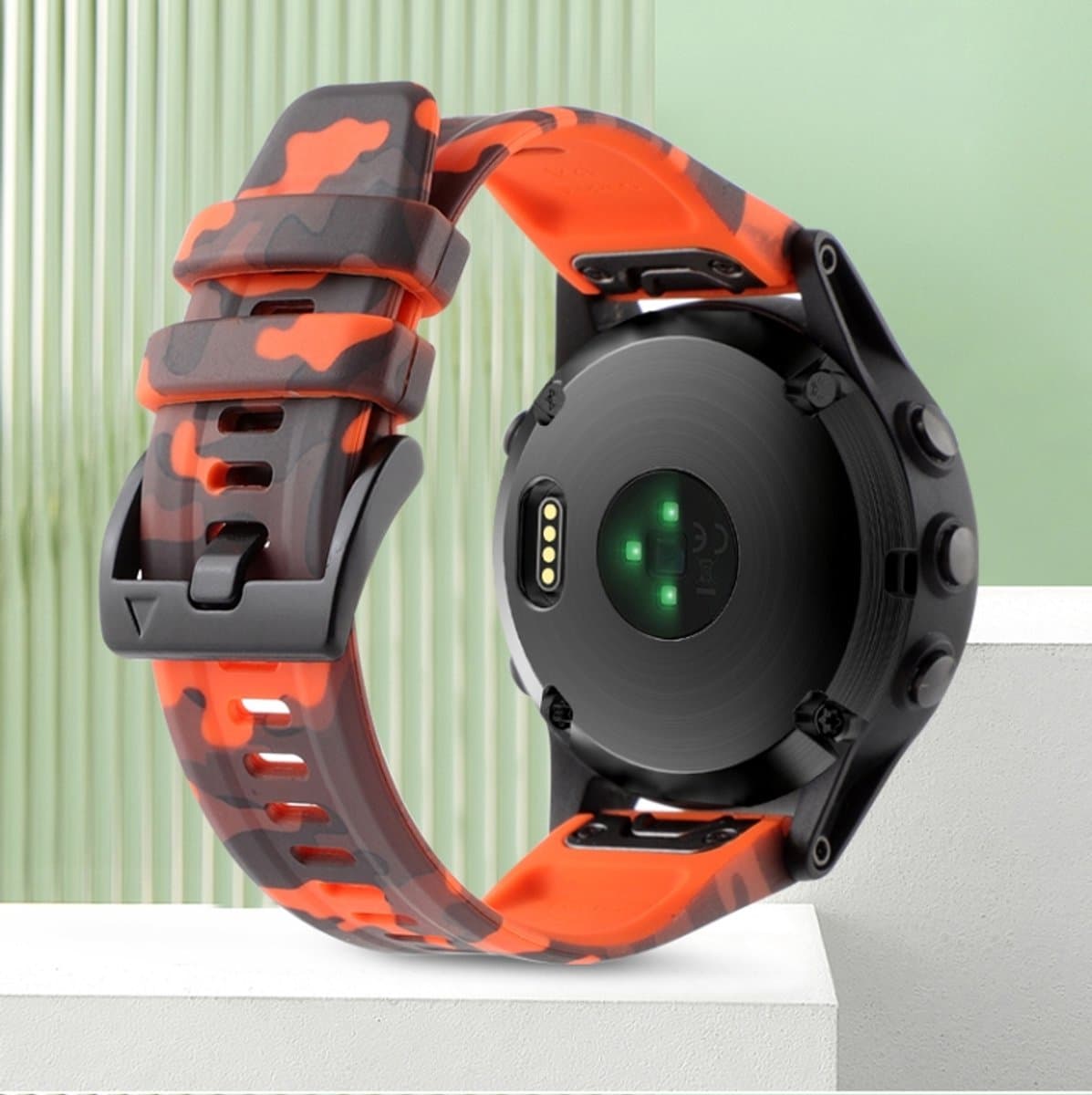 Voor Garmin MARQ Athlete Gen 2 22 mm camouflage siliconen horlogeband (camouflage oranje)