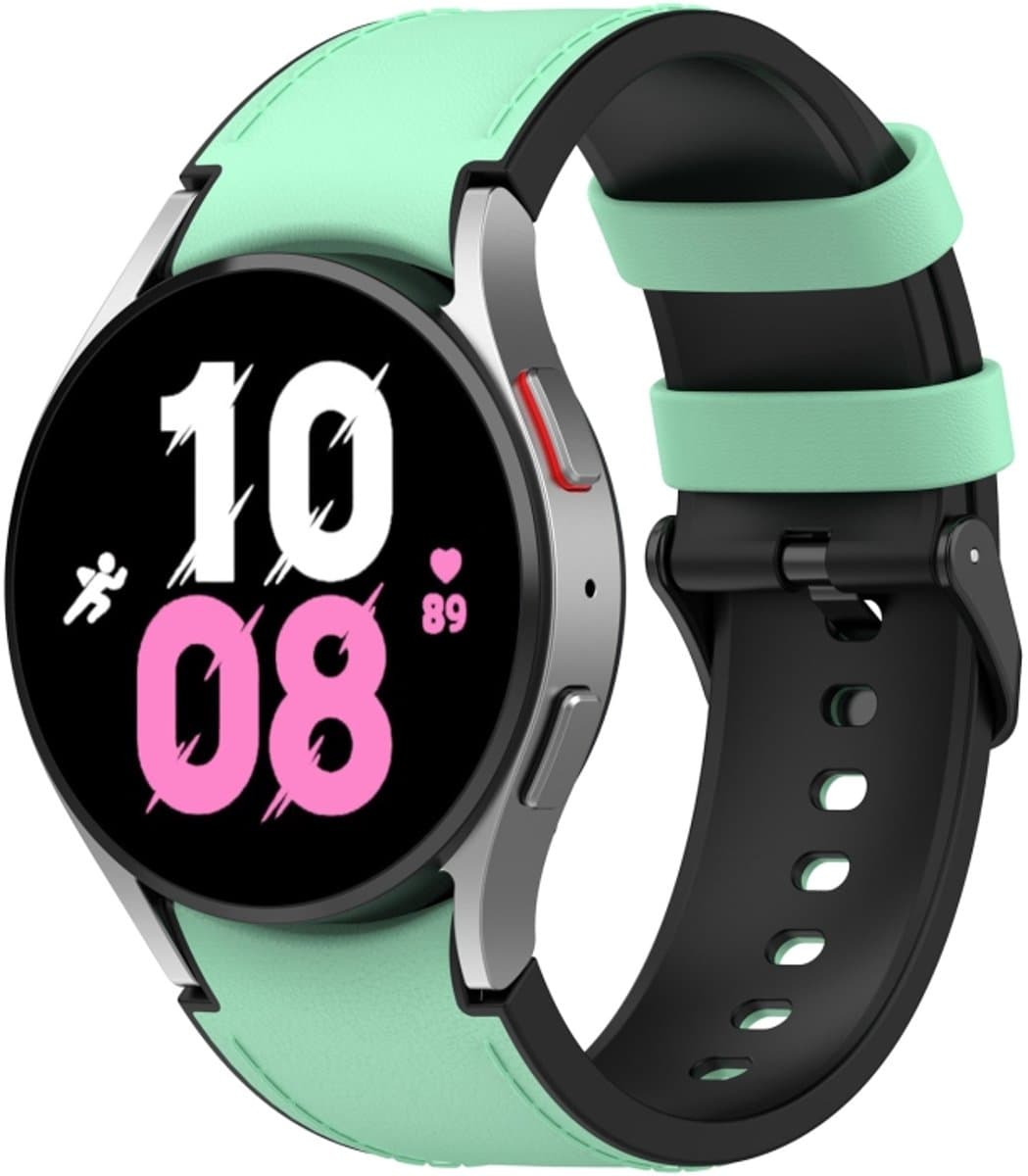 Voor Samsung Galaxy Watch 6 klassieke siliconen lederen zwarte gesp horlogeband (groen)