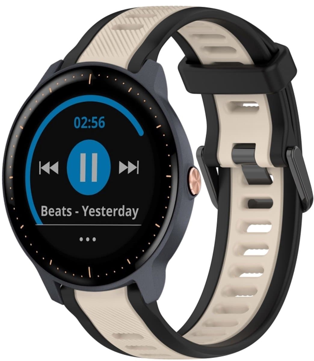 Voor Garmin Vivoactive3 Music 20 mm tweekleurige siliconen horlogeband met textuur (Starlight + zwart)