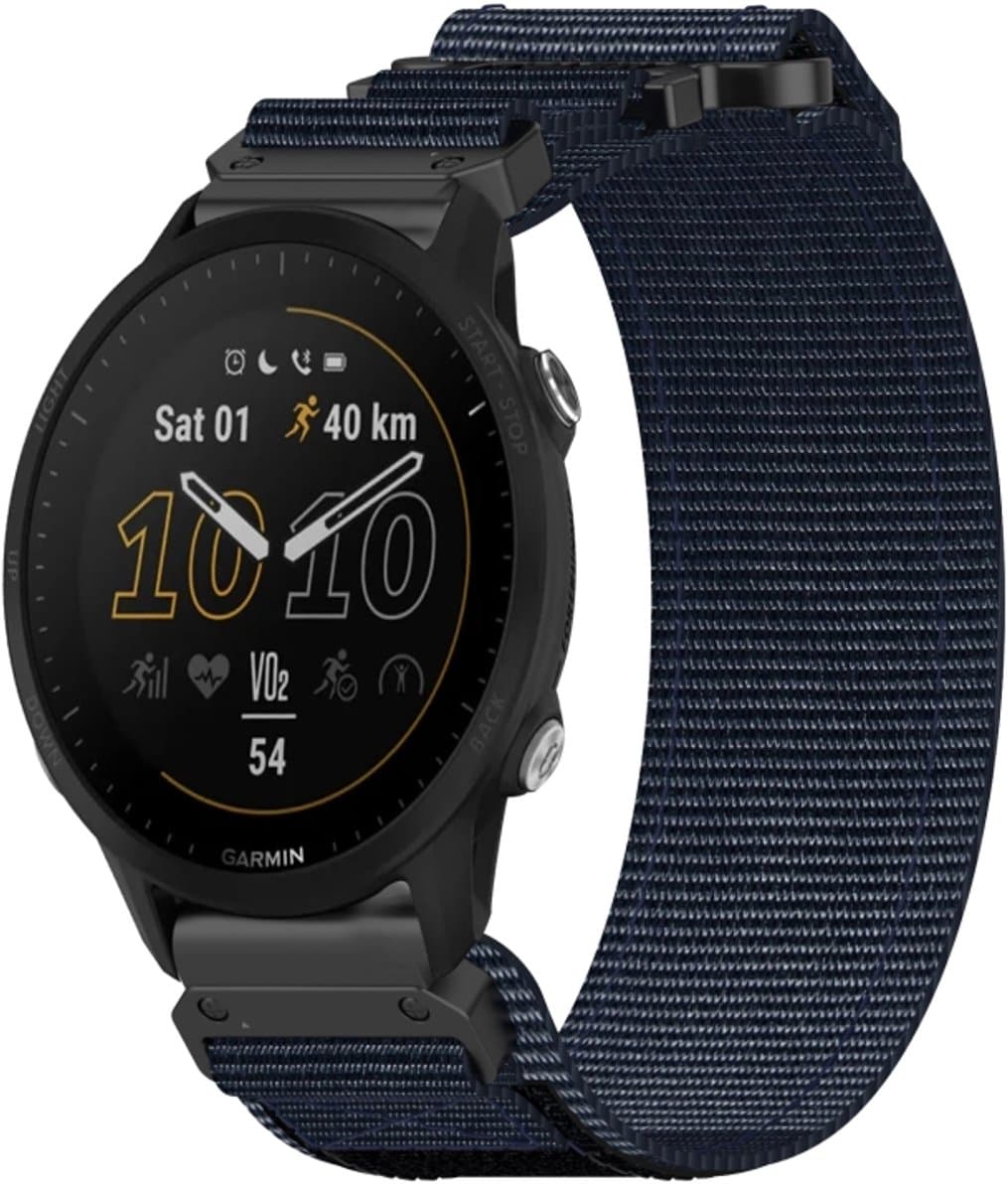 Voor Garmin Forerunner 955 22 mm nylon klittenbandsluiting horlogeband (blauw)
