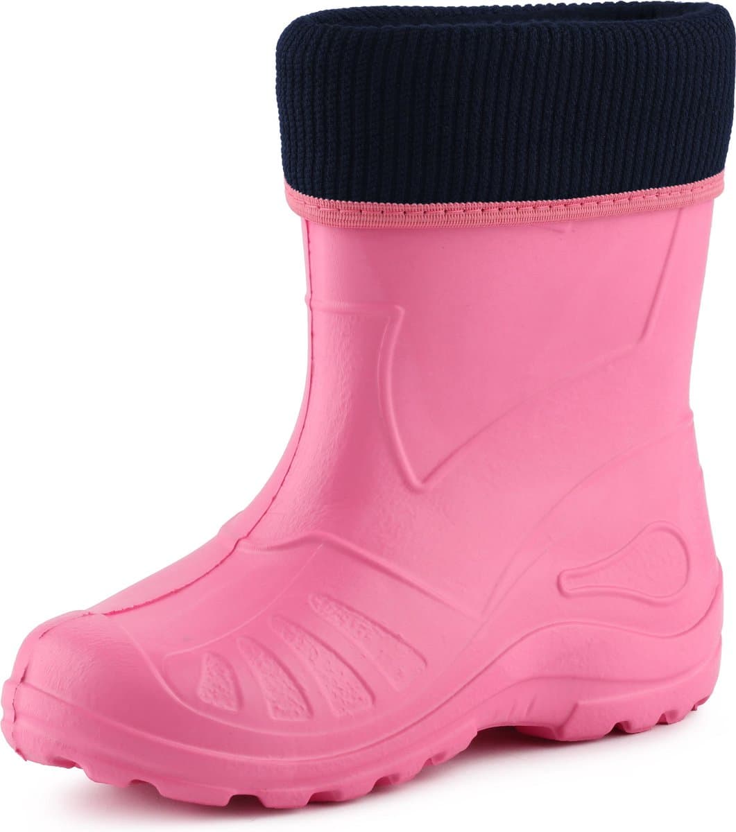 Ladeheid Kinder Regenlaarzen - Rubber - met Binnenschoen - EVA - Wasbare Binnenschoen - LA-KL-EVA-Kids - Lichtroze - 28