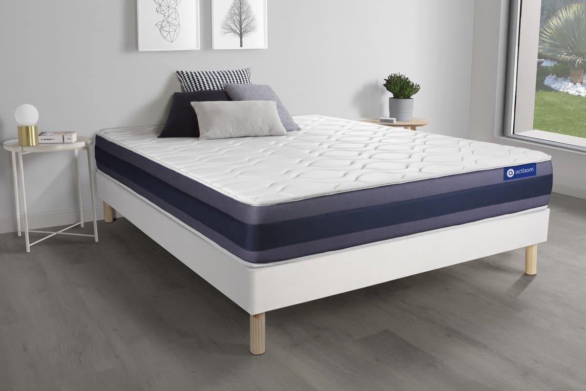 Complete boxspring met matras tweepersoons- Actisom Actilatex morpho wit - Latex en traagschuim - 160 x 210 cm