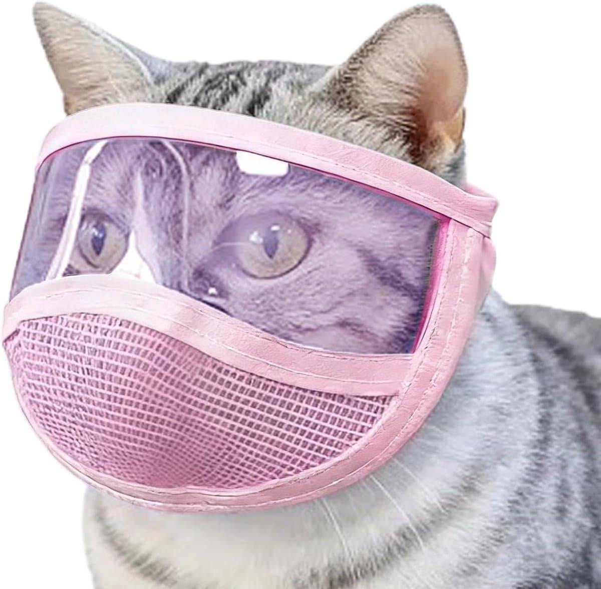 Kattenkap - Huisdier Hoofddeksel - Veilige Verzorging - Ademend Mesh - Maat S - Roze