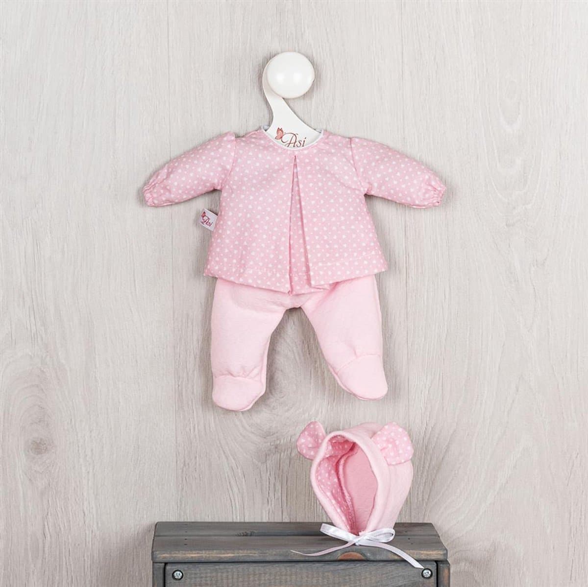 Asi poppenkleding set - broek, jasje en muts - roze - poppenaccessoires.