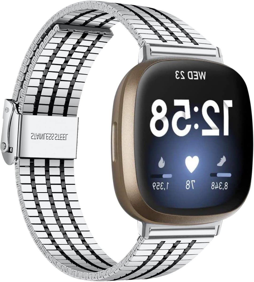 Stainless Steel Verstelbare Sportarmband voor Fitbit Sense 2 en Versa 4 - Duurzaam, Comfortabel en Stijlvol voor Dames en Heren