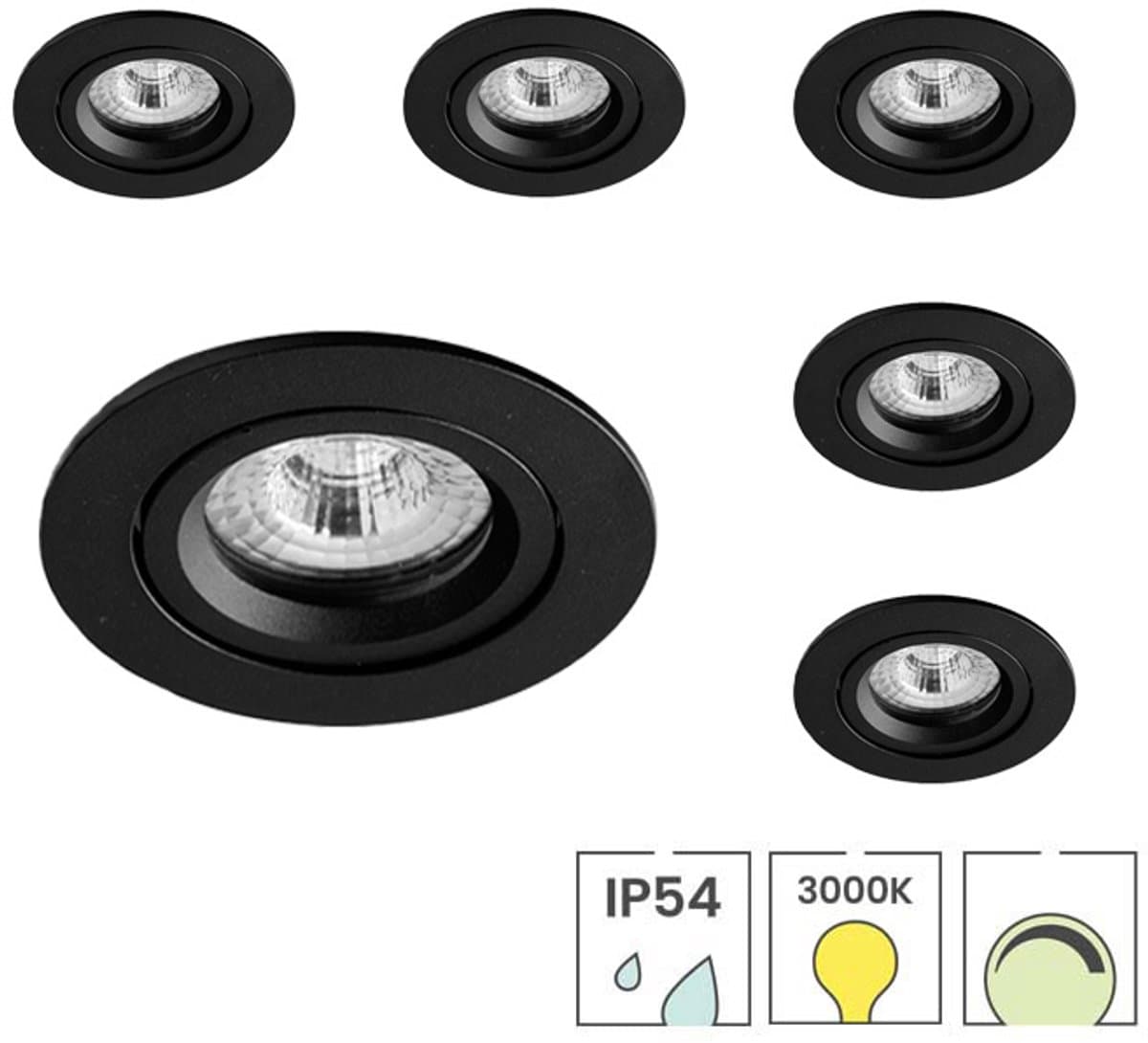 Lybardo - Lage Inbouwspots - 6-pack - 5W - Dimbaar - Waterdicht - Spotjes Inbouw