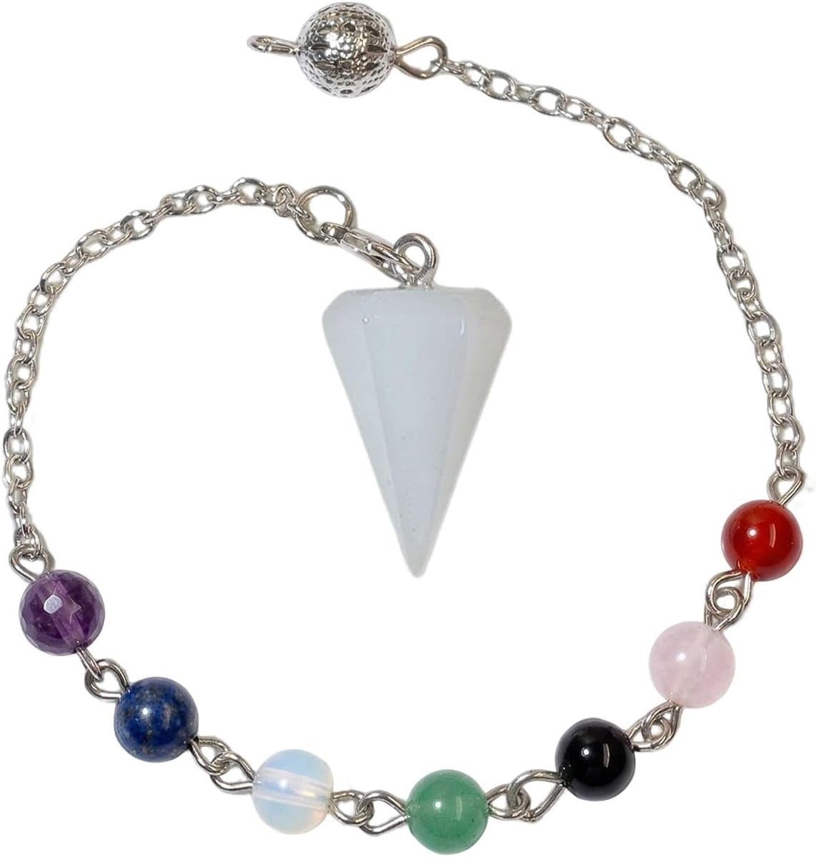 Pendel voor waarzeggerij met 7 chakra's, natuurlijk kristal voor Reiki, meditatie en spirituele genezing met hexagonvorm en esoterische magie