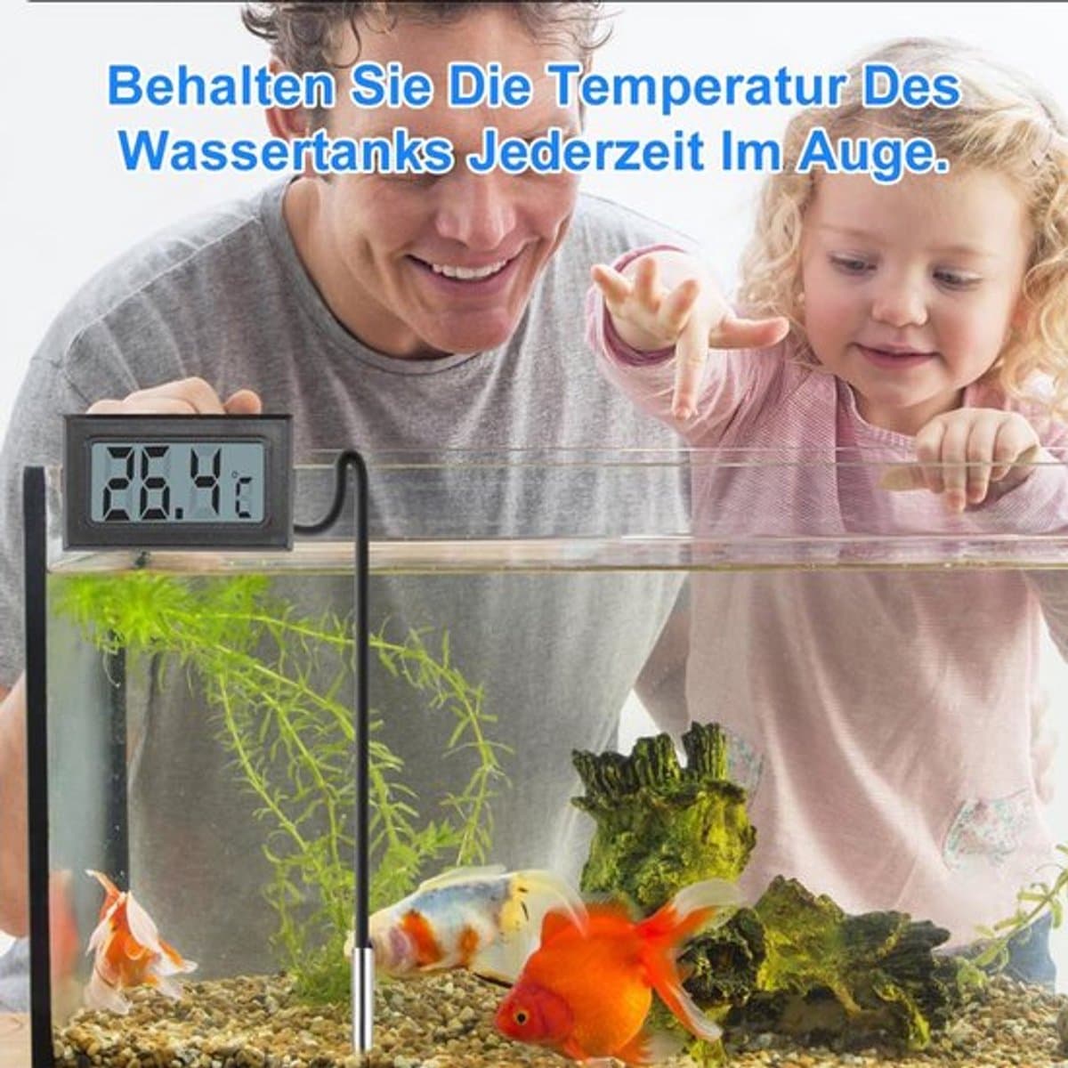 Set van 6 mini LCD digitale thermometers van -50℃ tot +110℃, inclusief sondes. Geschikt voor koelkasten, vriezers en aquariums.