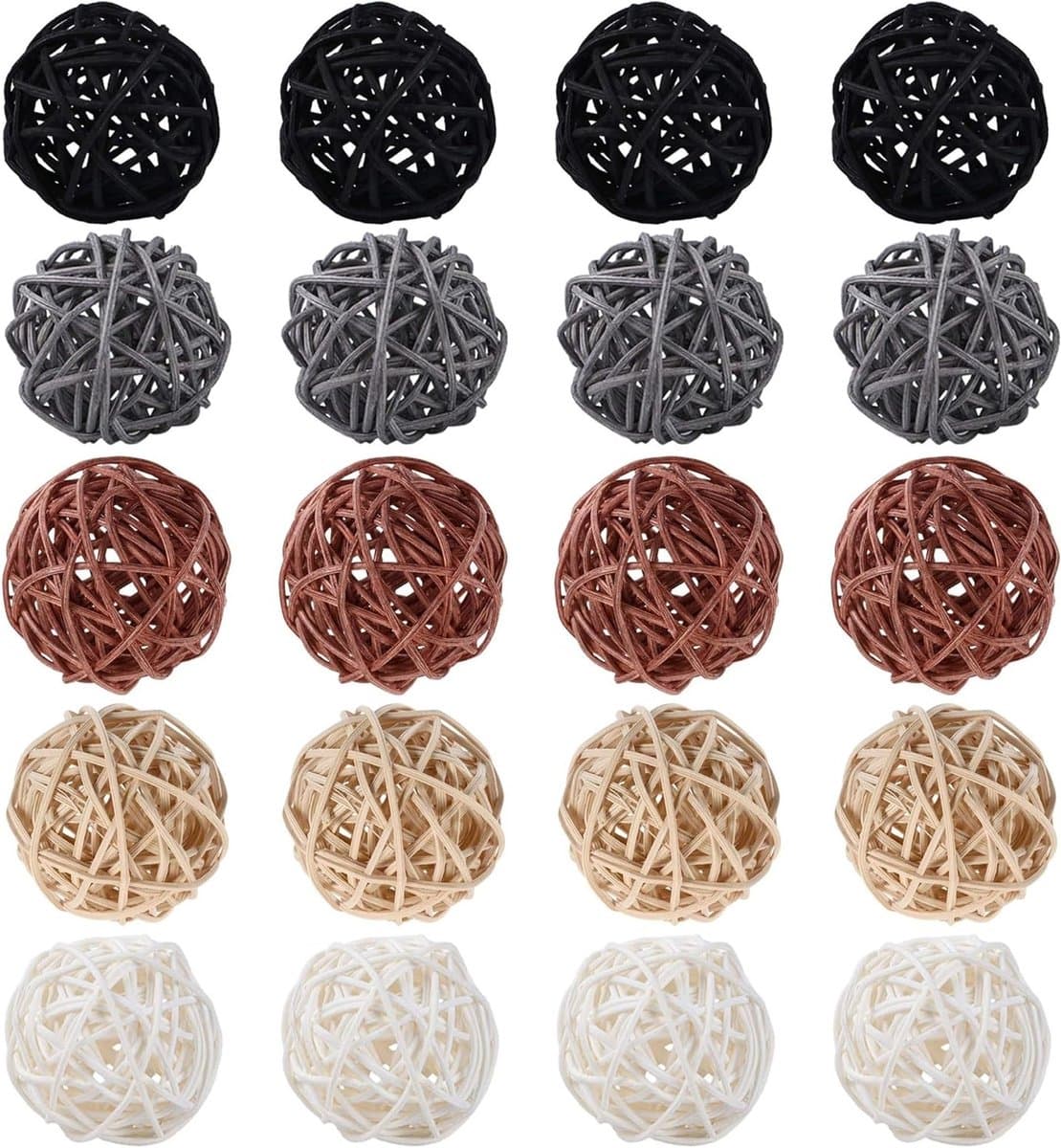 Set van 20 Natuurlijke Rieten Ballen voor DIY Creaties, Bloemdecoratie en Feestversiering - 3 cm