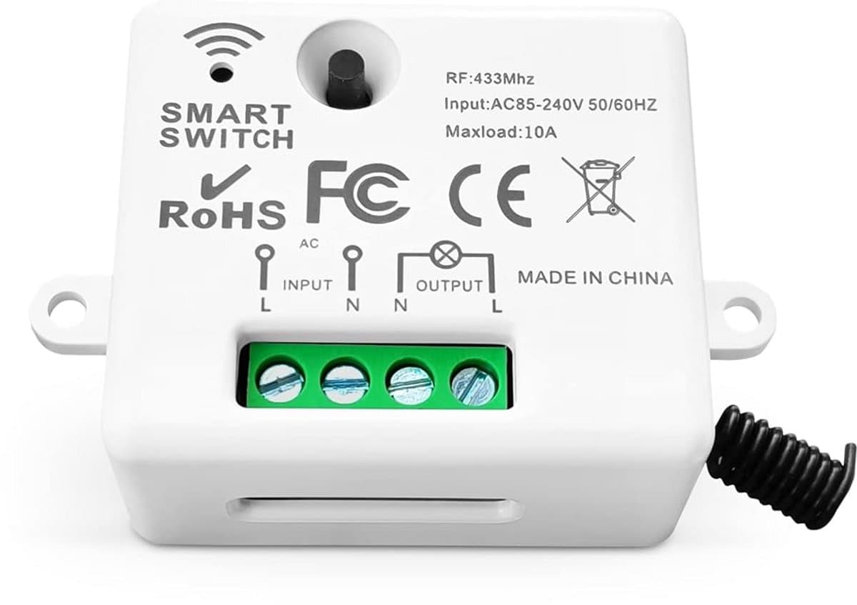 Draadloze schakelaarset - Mini zender - Apparaten bedienen - 150 meter bereik - 2200 watt - Wit