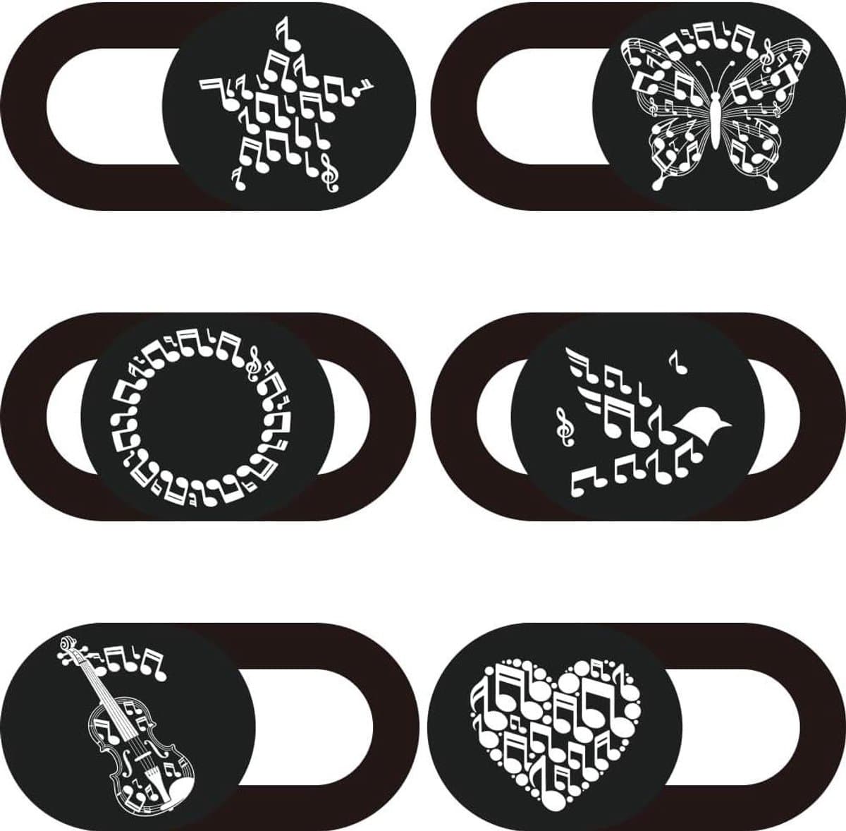 Webcam Cover Muzieknoten - Privacy Sticker Camera - Online Privacy Beschermen - Ultra Dun Ontwerp - 9 x 18 mm