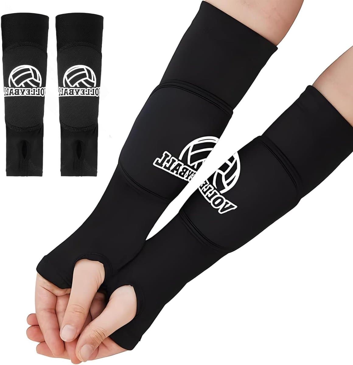 Volleybal Armbeschermers - Onderarm Beschermers - Sport Bescherming - Met Schokabsorberende Pad - 28 cm - Zwart