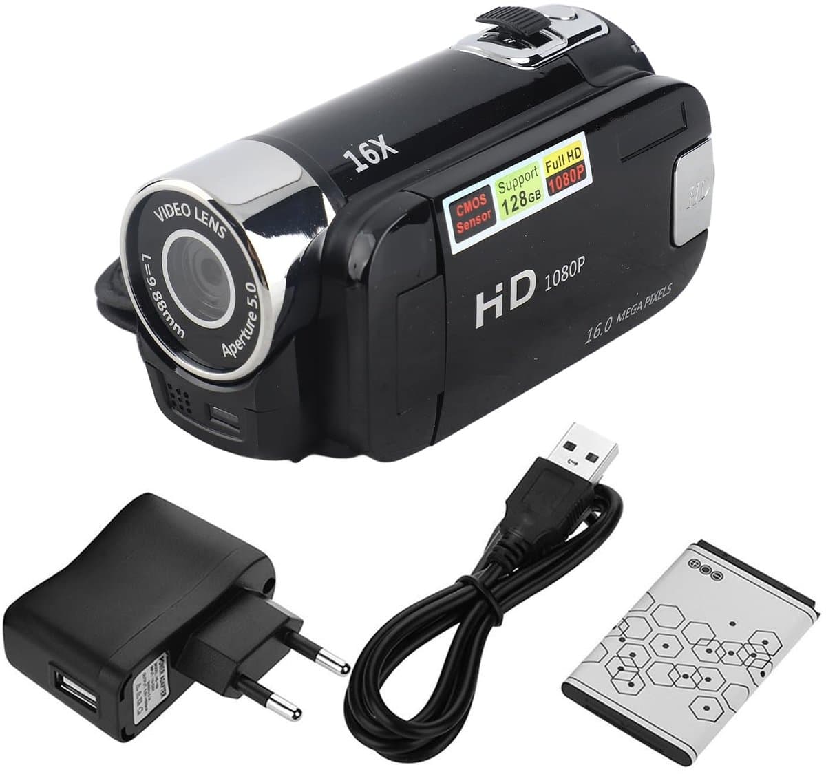 Dailygoody - Videocamera Camcorder - Full HD - 16X High Definition - Zwarte Digitale Camcorder - Vlogging Kamera - Geschikt voor Thuisfeest en Bu