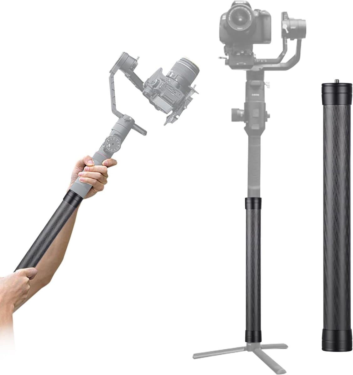 35cm Monopod Gimbal Extensie Stang voor DJI RS 4, RS 3, Ronin S en andere Camera's, Handheld Carbon Fiber Statief voor Stabilisatie en Fotografie