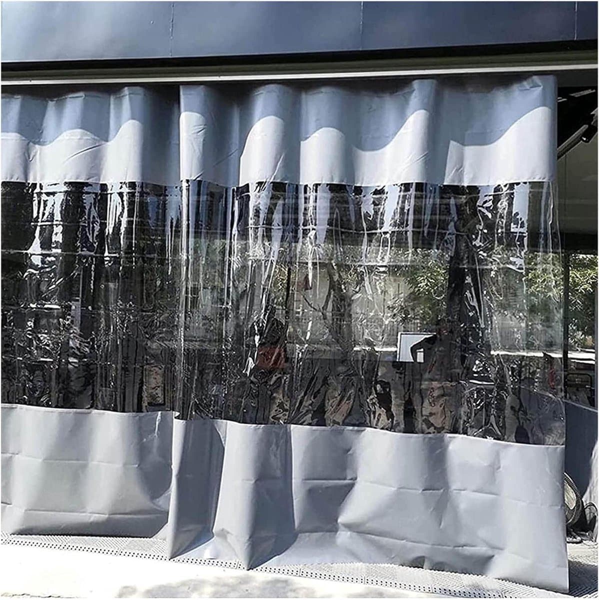 Waterdichte Zeildoek Gordijnen - Transparante Luifels - Buitenruimte Beschermen - Weerbestendig PVC Materiaal - 1.8x3.5 meter - Transparant Grijs