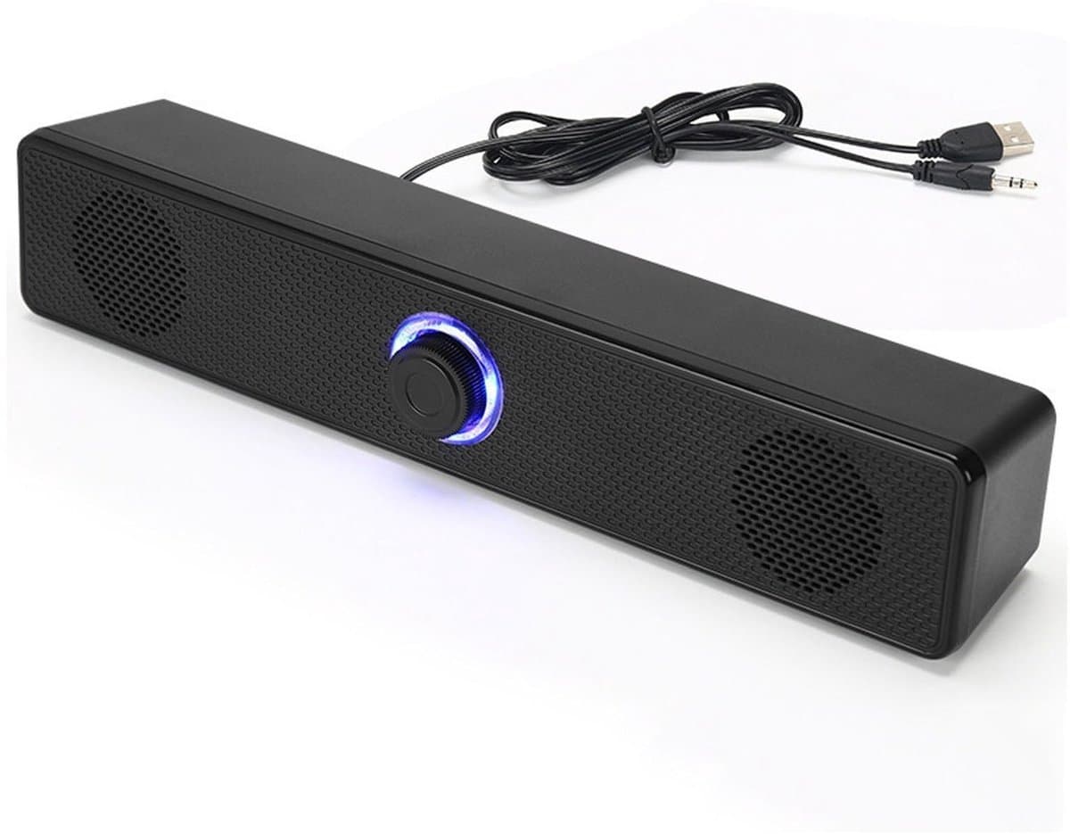 OmGoods - Dailygoody - HiFi Mini Soundbar - USB-aangedreven Desktopluidsprekers - Compact en krachtig - Zwart - Externe luidspreker - Helder geluid - Geschikt v...