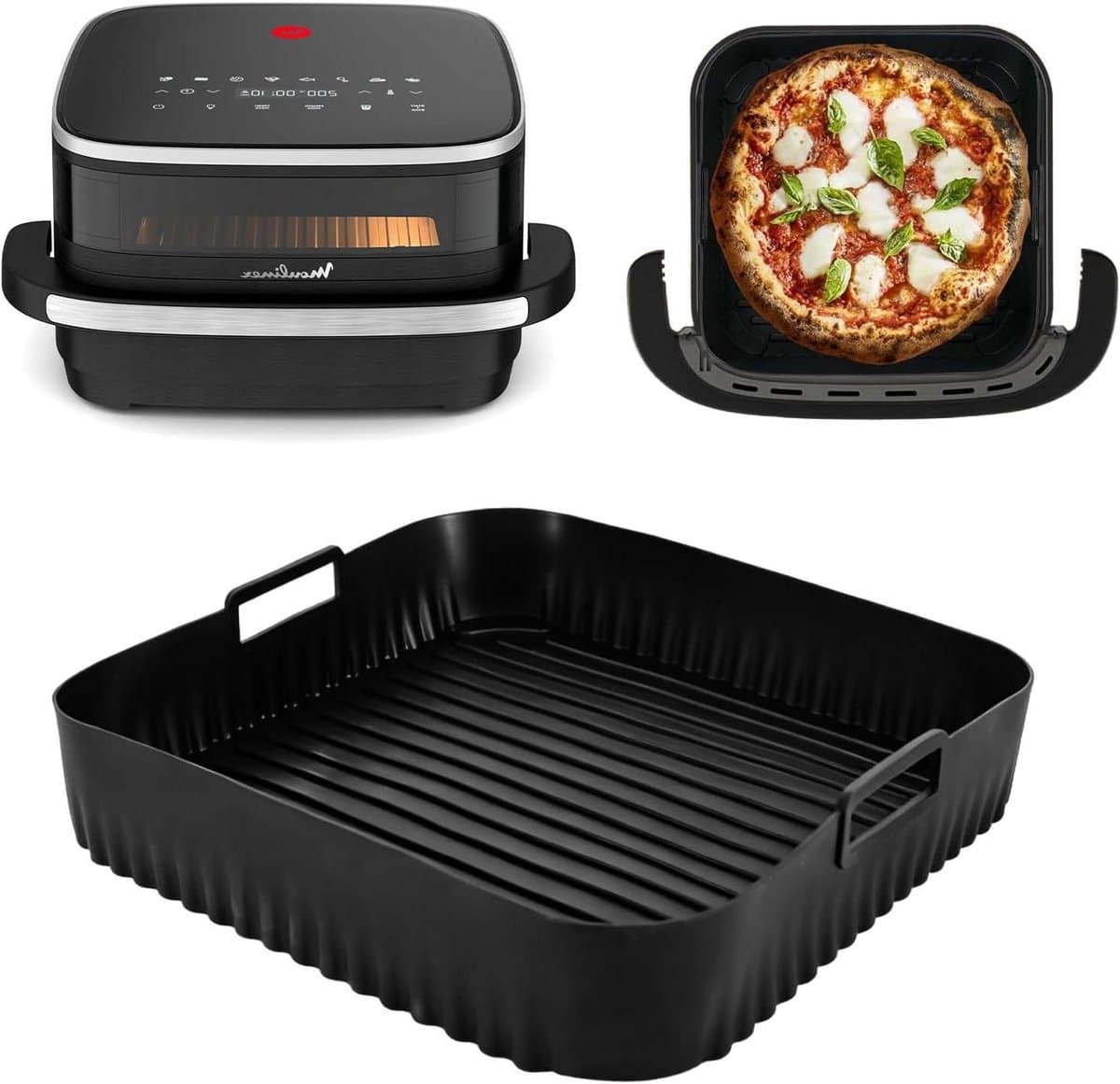 Siliconen Bakvorm - Airfryer Inzet - Veilig Koken - Hittebestendig Materiaal - 186 x 136 cm - Zwart