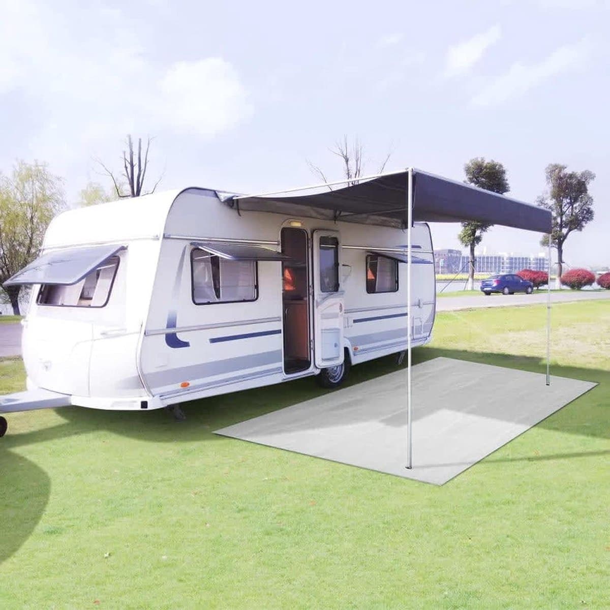 Tent Vloerkleed - Outdoor Mat - Comfortabel Kamperen - Ademend Mesh Schuim - 100 x 500 cm - Wit