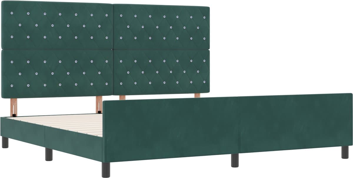 vidaXL - Boxspring - bed - met - hoofdeinde - Donkergroen - 200 - x - 200 - cm - Fluweel