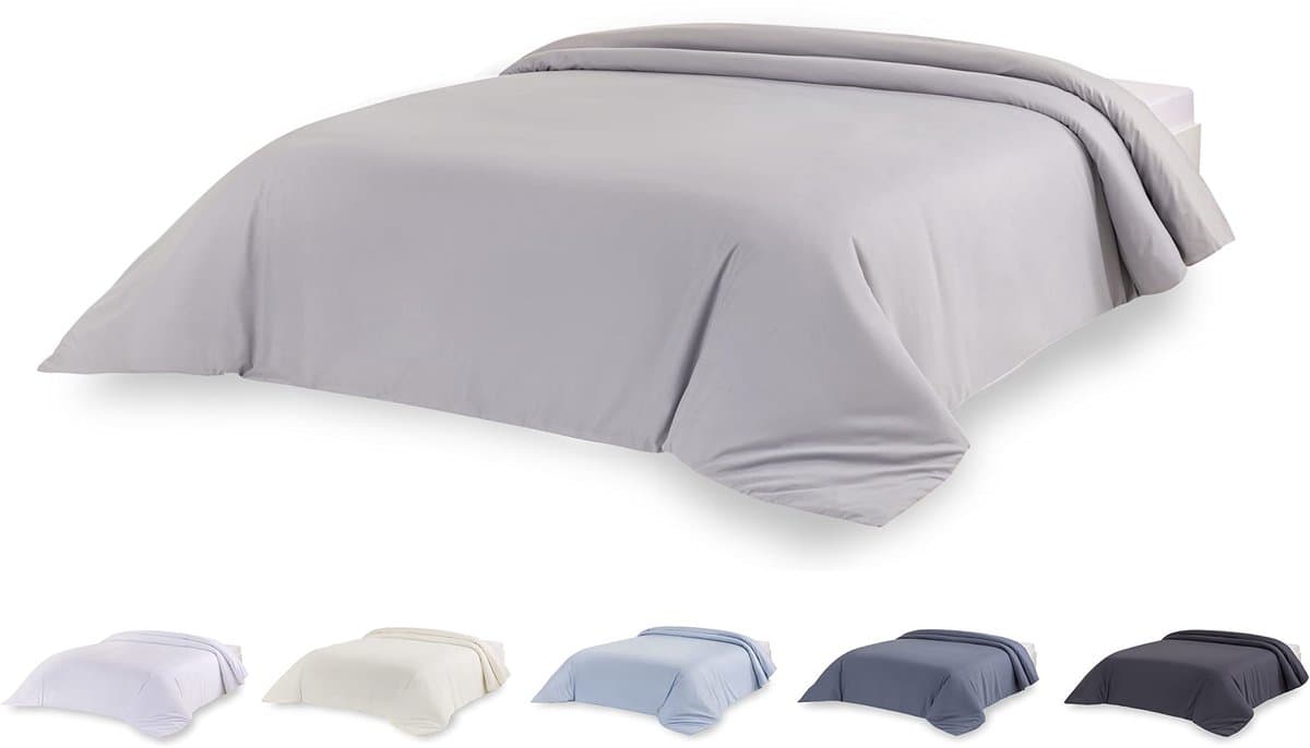 Ibenzoa® Dekbedovertrek microvezel, extra zacht, lichtgrijs - 180 x 220 cm