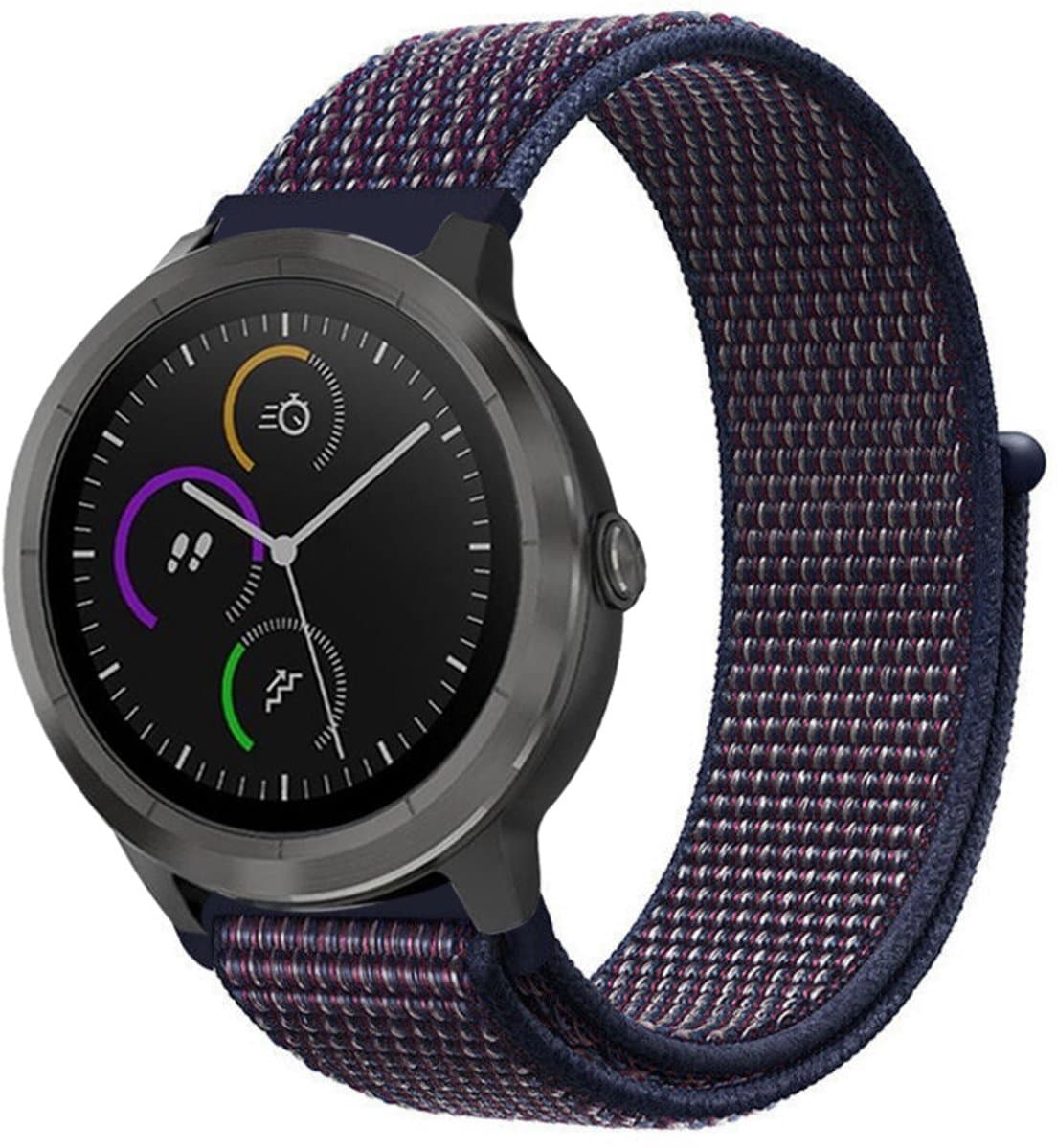 Nylon Smartwatch bandje - Geschikt voor Garmin Venu nylon band - paars-blauw - Horlogeband / Polsband / Armband