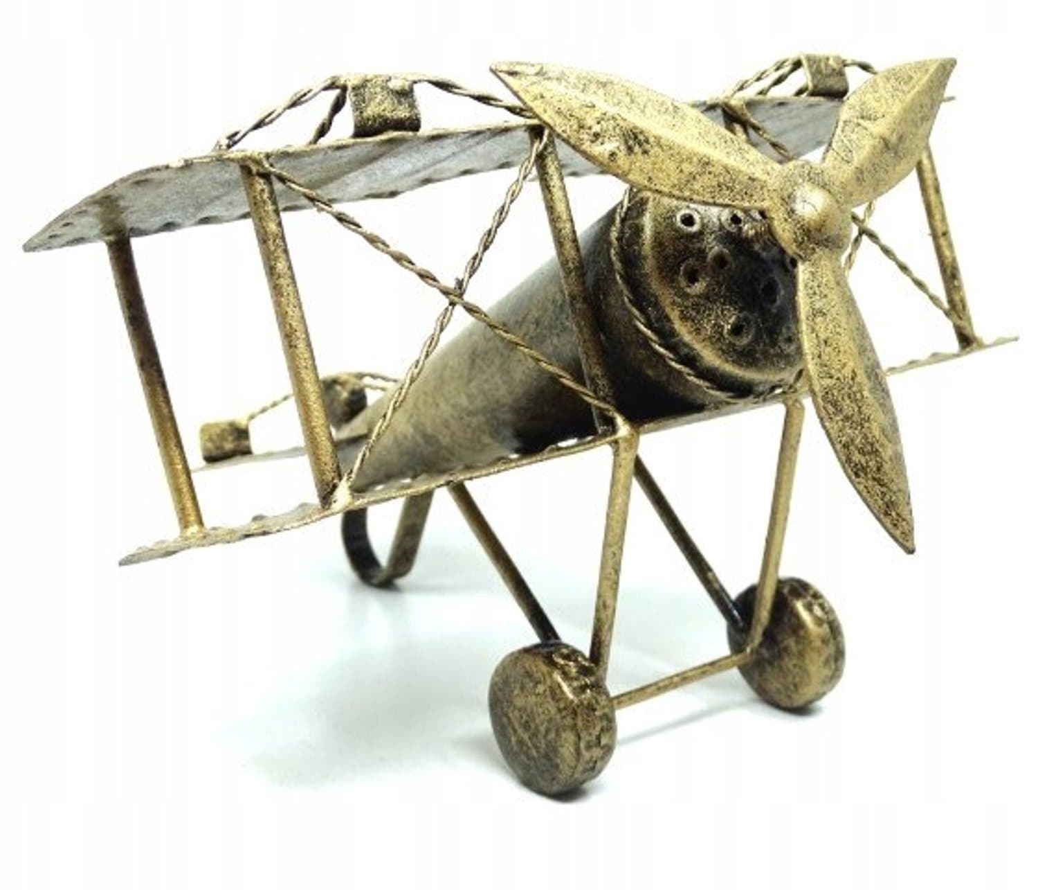Retro Dubbeldekker Vliegtuig Model - Metalen Decoratie