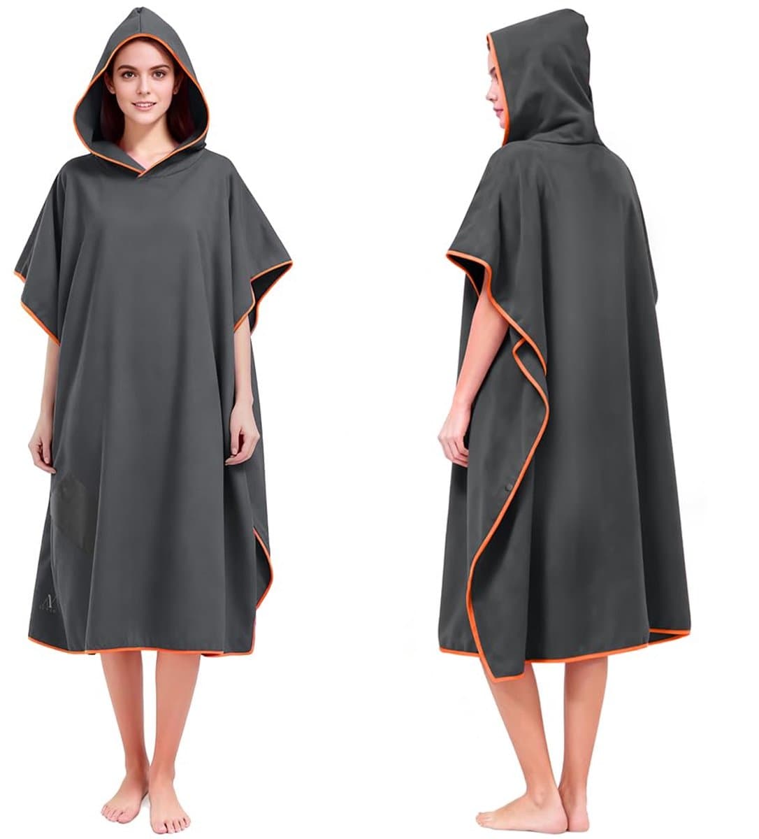 Badponcho - Microfiber Sneldrogend - Unisex - Met Capuchon - Voor Volwassenen - Surfen - Strand - Sauna - Omkleden - Donkergrijs