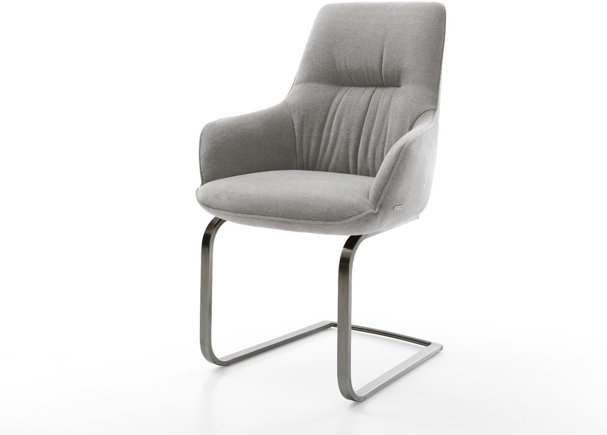Sledestoel Zelia-Flex met armleuning sledemodel vlak grafiet zachte stof met structuur grijs pocketveer kern