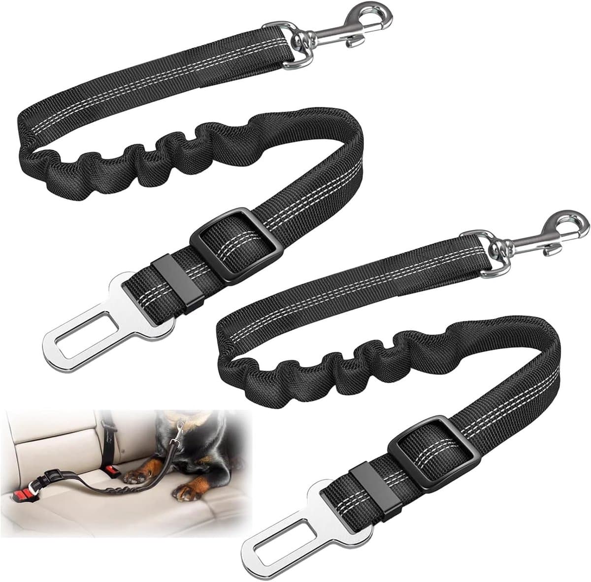 Verstelbare Hondenharnas en Autogordel Set voor Kleine en Middelgrote Honden, Veilig en Comfortabel in de Auto, 50-84 cm, Zwart