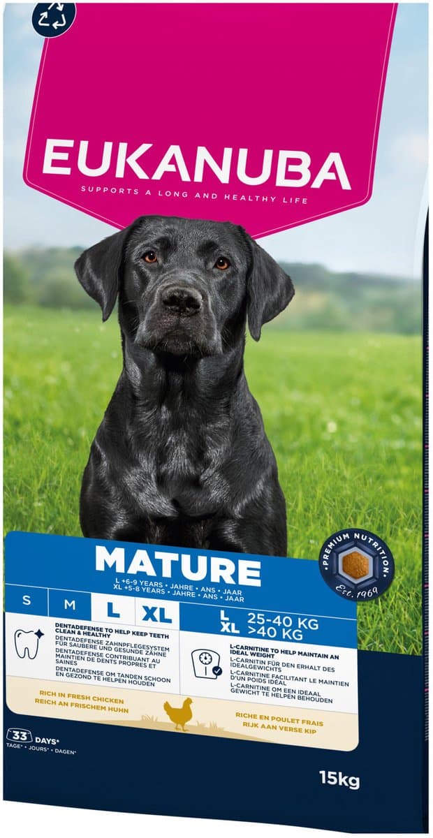 Eukanuba Life Care hondenvoer voor middelgrote en grote senior honden met kip 15 kg