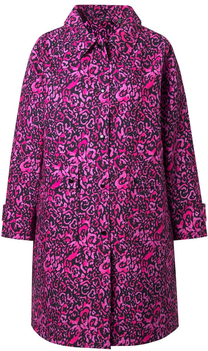 Angel of Style - Dames - Mantel gekleurd luipaardpatroon drukknopen - Hibiscusrood - Maat 42