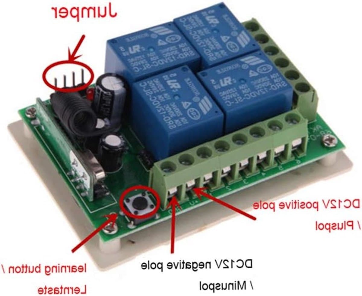 Slimme Draadloze 4-Kanaals RF Afstandsbediening voor Thuisautomatisering met 4 Afstandsbedieningen en 1 Ontvanger - Universele Poortcontroller voor Gemak en Veiligheid