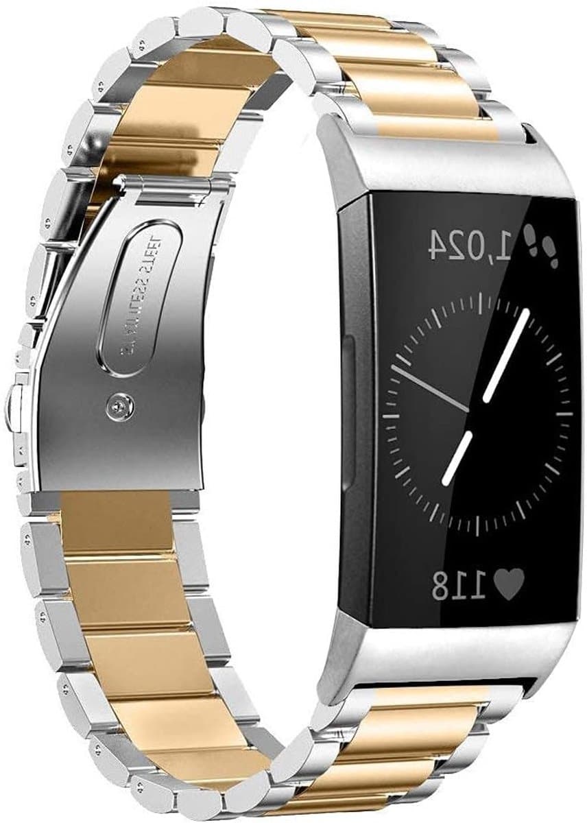 Stalen Sportarmband voor Fitbit Charge 3 en 4, Verstelbare Polsband met Metalen Gesp voor Dames en Heren, Duurzaam en Comfortabel Alternatief