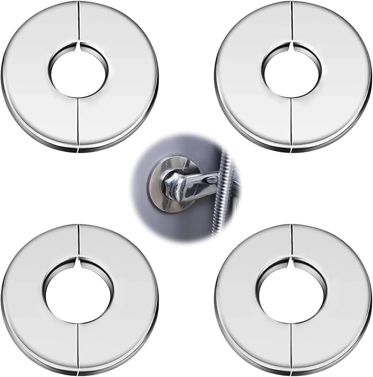 Set van 4 Decoratieve Douchebuis Afdekplaten, Ronde Roestvrijstalen Flens voor Wandgaten (28mm/35mm) met Luxe Afwerking