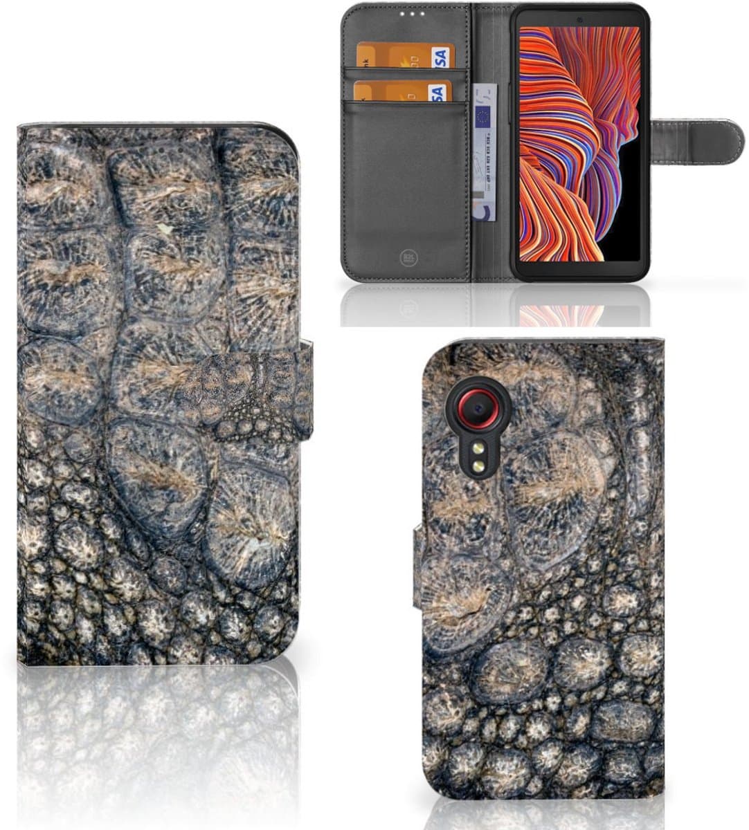 Samsung Galaxy Xcover 5 Telefoonhoesje met Pasjes Krokodillenprint