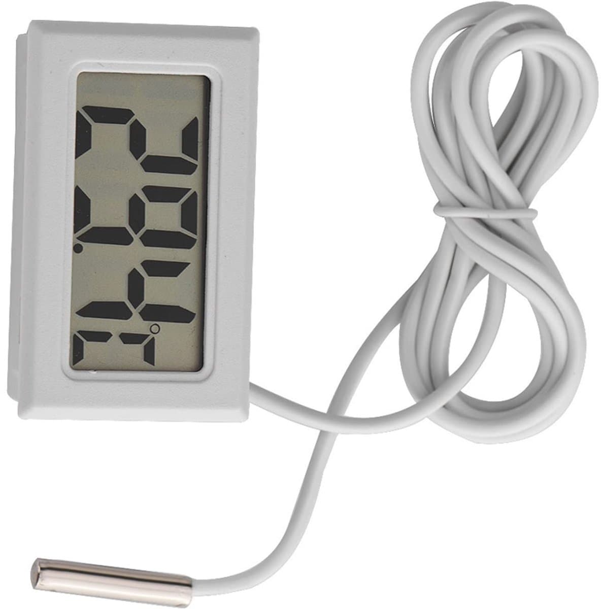 JHUBERS - Digitale Thermometer - Koelkast Vriezer - LCD Display - Wit - Temperatuurmeting - Geschikt voor Aquariums en Broeikassen