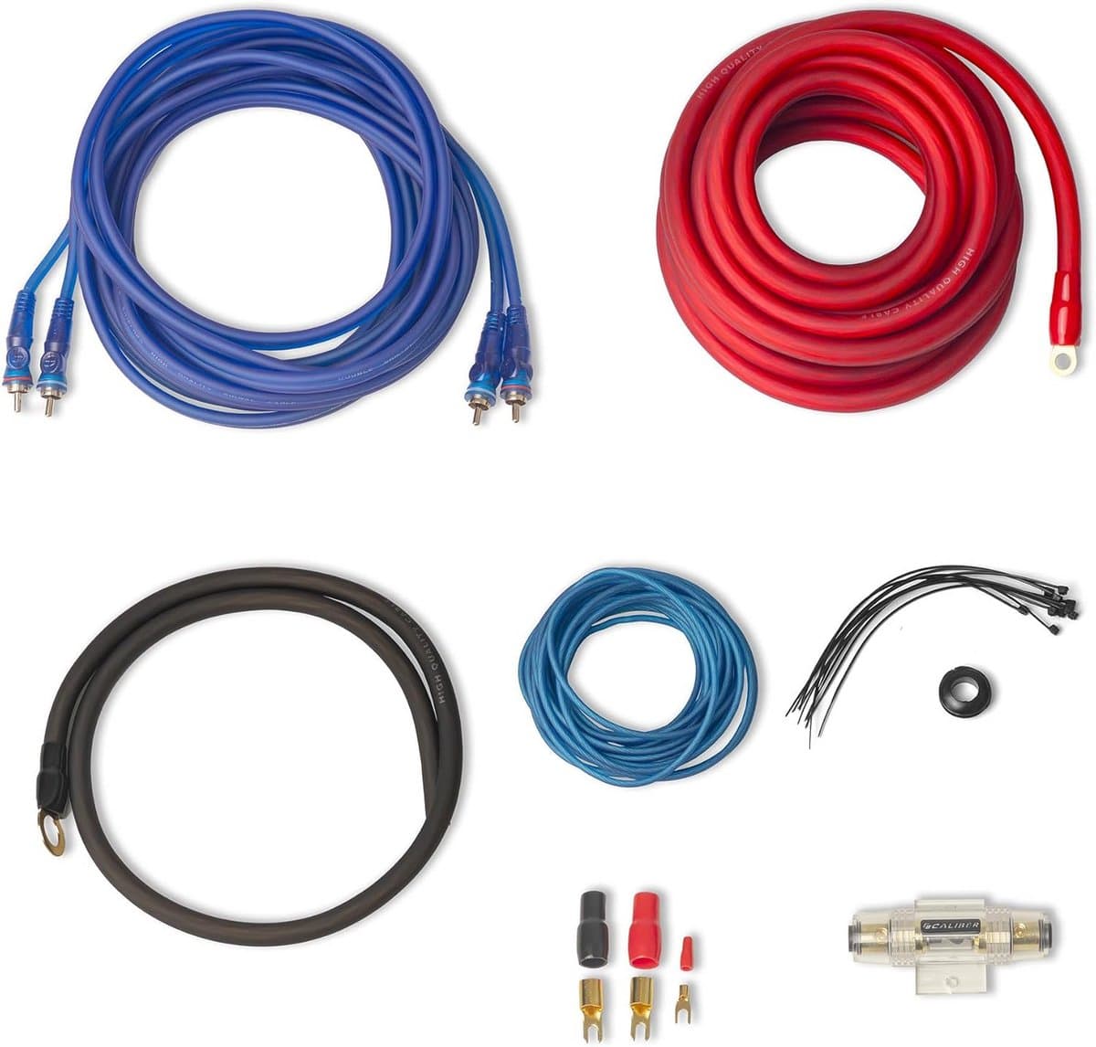 Versterker Aansluitset - Kabelkit Auto - Muziek Installeren - Tot 1500W Vermogen - 26x8x23cm - Rood