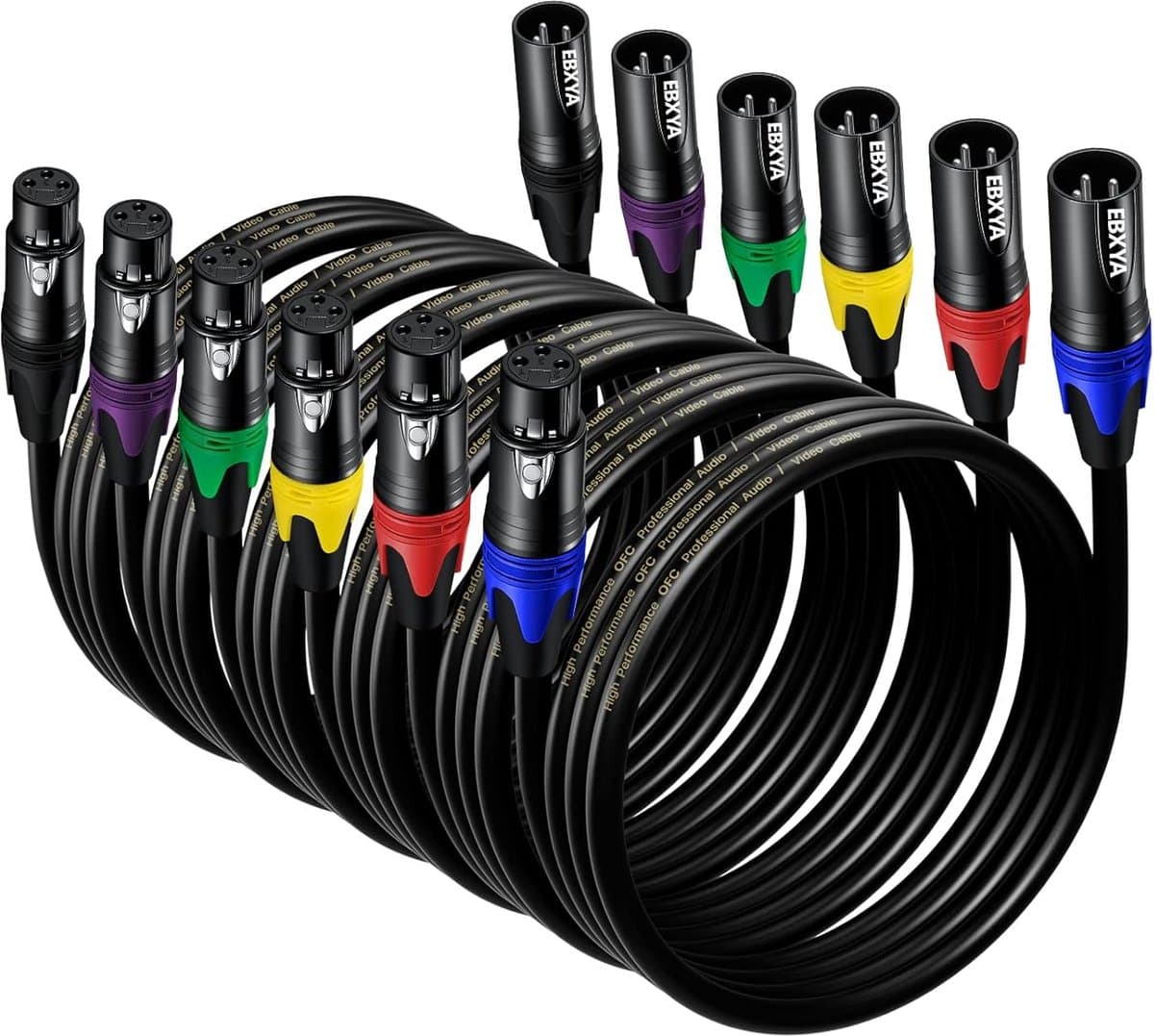 Microfoon Kabel Set - XLR Kabels - Geluidsoverdracht - Kleurgecodeerd Ontwerp - 6 Stuks 1M - Veelkleurig