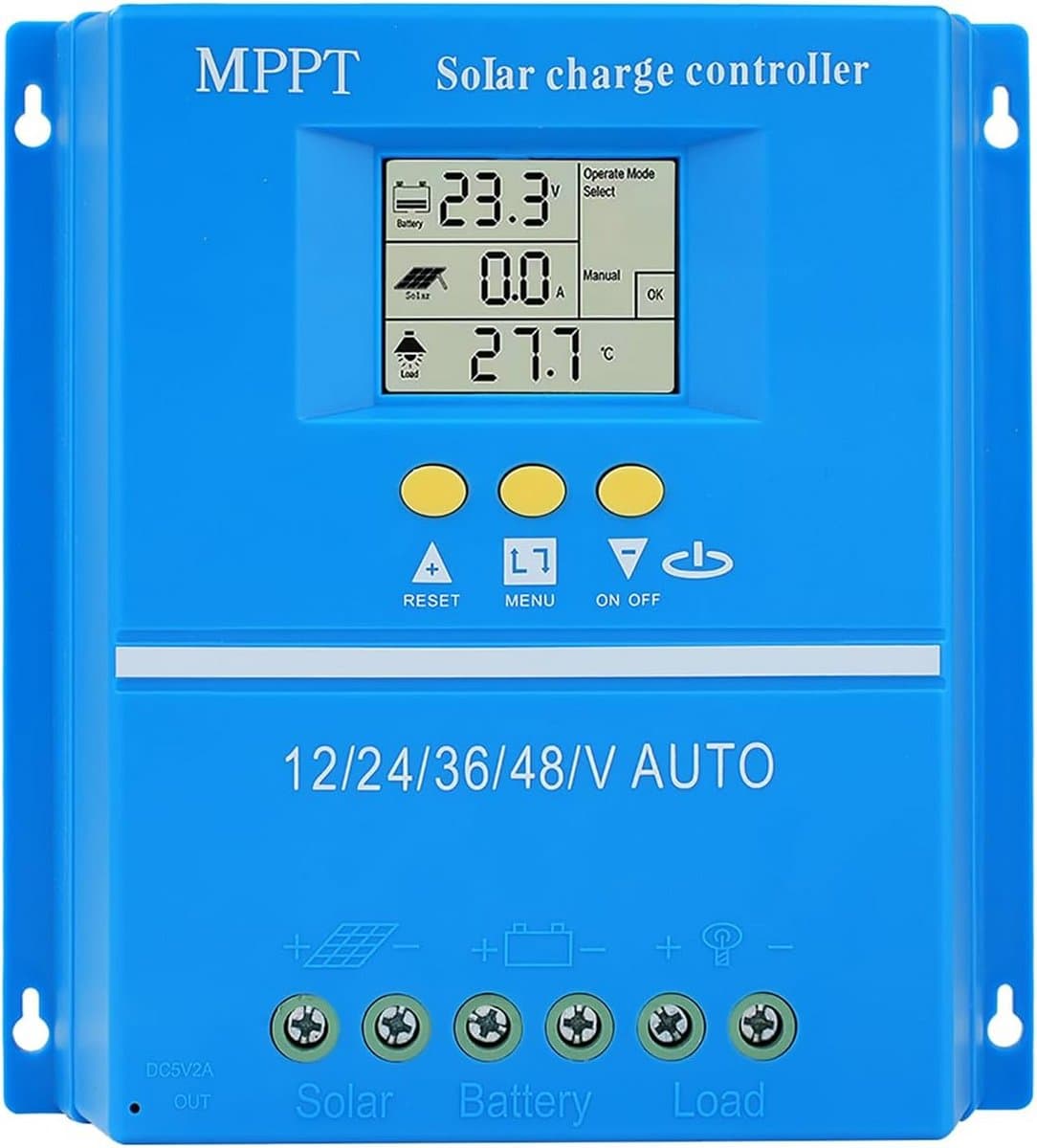Solar Laadregelaar - MPPT Controller - Energiebeheer - Automatische Batterijdetectie - 12V tot 48V - Zilver