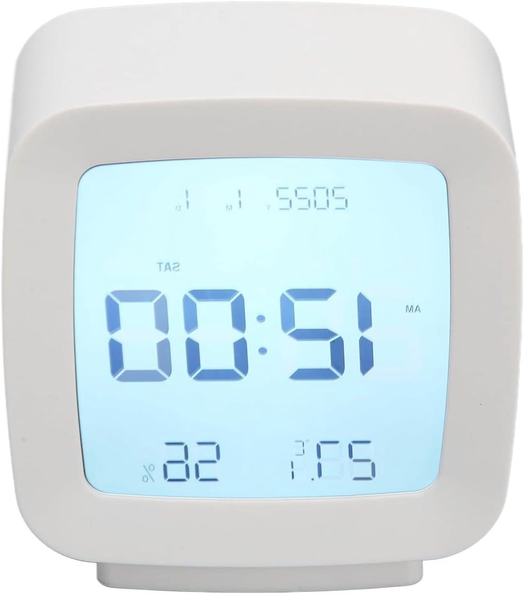 Digitale Kinderwekker - Multifunctionele Klok - Kamertemperatuur Monitoren - Groot Helder Scherm - 9 x 5 cm - Wit
