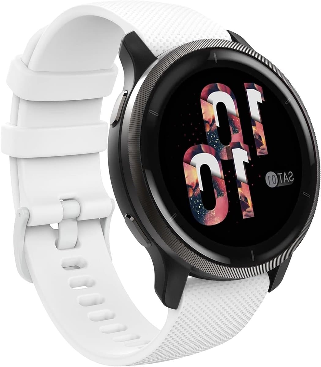 Zachte Siliconen Vervangband voor Garmin Vivoactive 4S, Forerunner 255S, Venu 3S - Sportieve 18mm Horlogeband in Wit, Ideaal voor Actieve Levensstijl